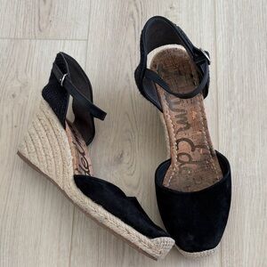 Black Wedge Espadrille Sandals - Women